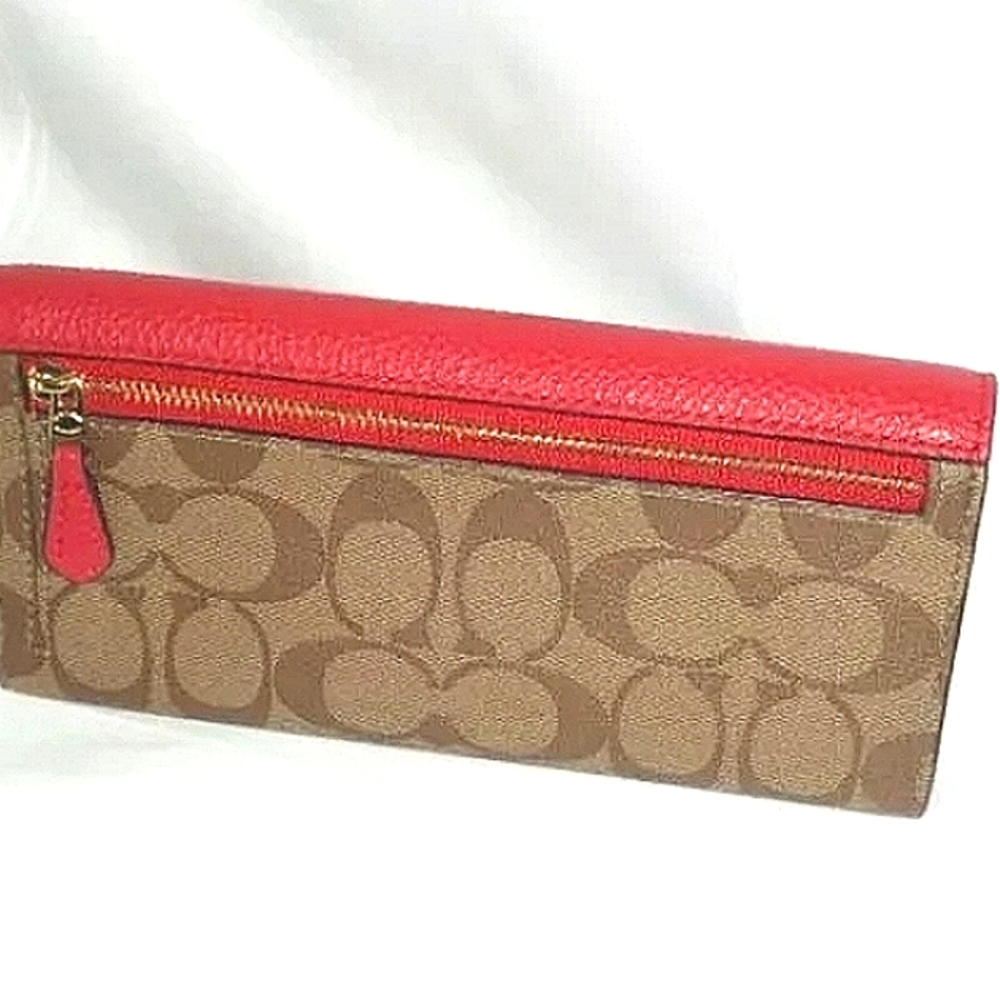 ❤ COACH Tan & Red Signature Monogram 'Year of the Rat Wallet' NWT! - Picture 7 of 12